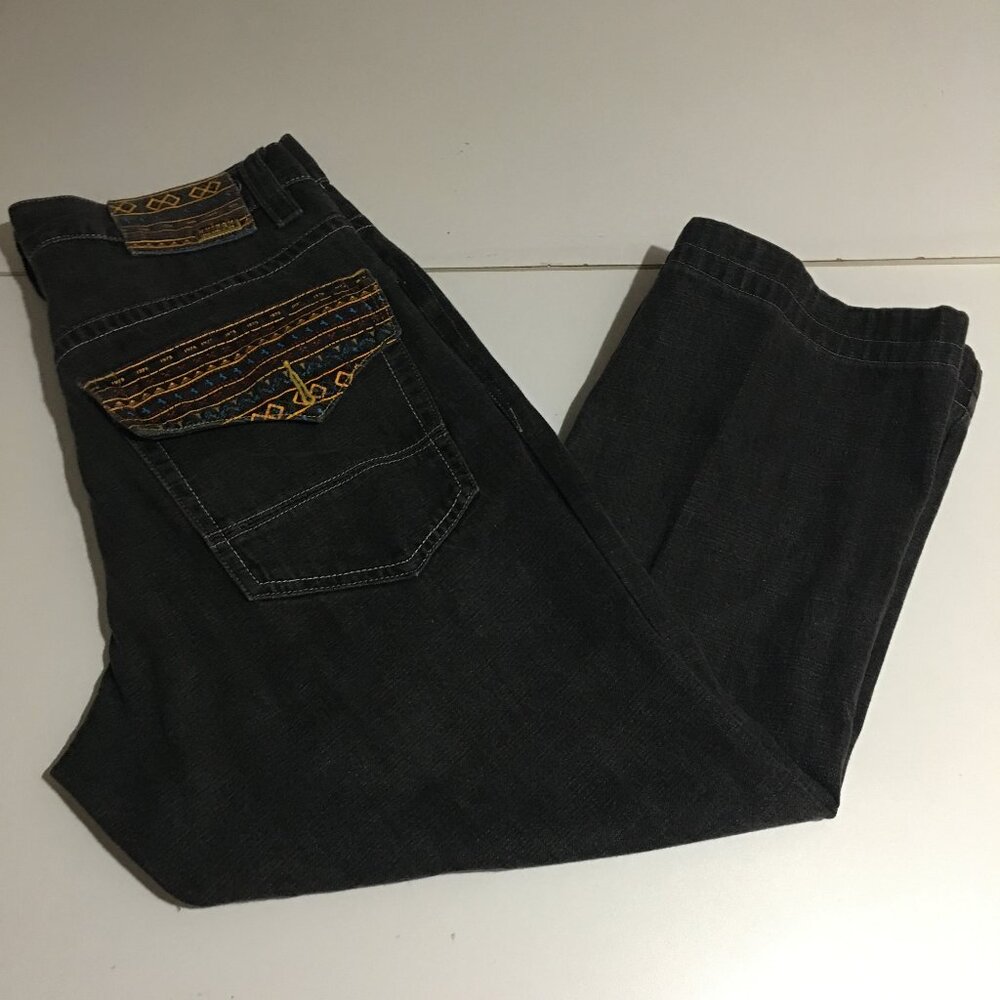 Vintage Avirex Men Black Jeans 32x25.5 (Tag 32x30) Hemmed Embroidered Y2K